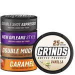 Grinds Coffee Pouches 5 Can Sampler Double Shot Espresso, Vanilla, New Or.... Fixed Price $54.64.