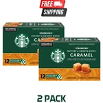 2PACKS-STARBUCKS Caramel Medium Roast Coffee Keurig K-cup Single Serve Pods 12CT. Fixed Price $16.50.