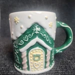 Gingerbread House Coffee Mug Green & Pink Christmas Holiday Cup 22OZ. Fixed Price $11.99.
