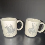 Marlbro Miles Vintage Cowboy Western Coffee Mug Set White Ceramic. Fixed Price $8.40.